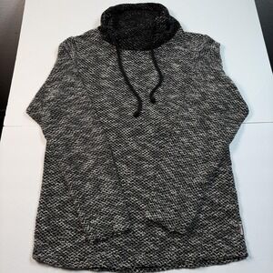 Jack & Jones Originals Sweater Mens Large Black White Cowl Neck Drawstring Knit